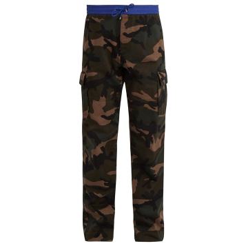 Camouflage-print cotton cargo trousers
