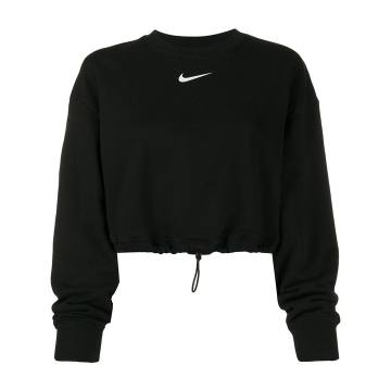 drawstring-waist cropped sweatshirt