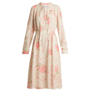 Rose-print silk-georgette dress