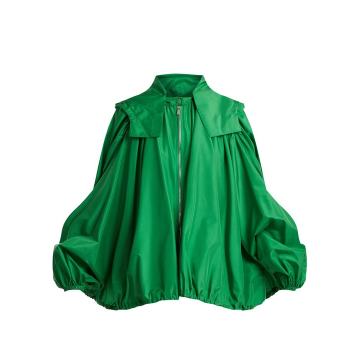 Oversized hooded silk jacket