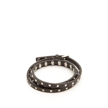 Wraparound Rockstud-embellished leather bracelet