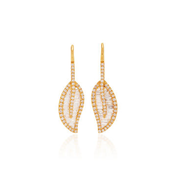 Leaf 18K Gold Diamond Earrings