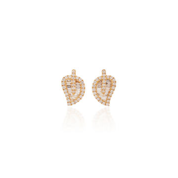 Leaf 18K Gold Diamond Earrings