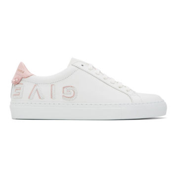 白色 & 粉色 Urban Street 倒置徽标运动鞋