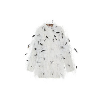 Feather Embellished Coat