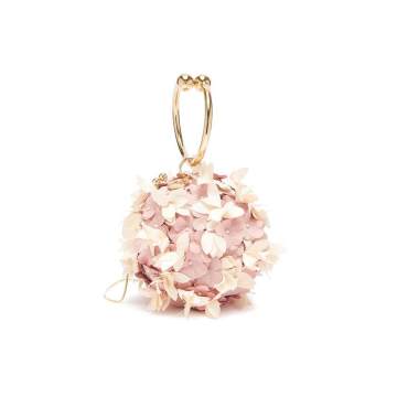 EDERA人造珍珠花卉金属圆环手柄球形手提包