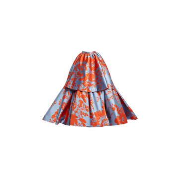 Tiered Floral Jacquard Ball Skirt