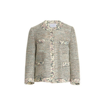 Floral-Trimmed Tweed Jacket
