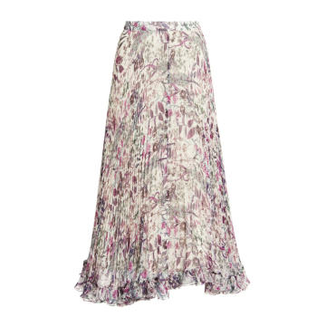 Floral Plisse Flared Skirt