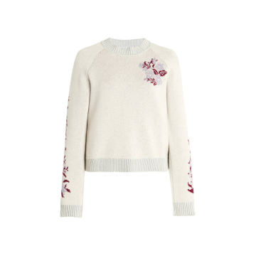 Floral-Embroidered Knit Sweater