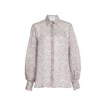 Floral-Printed Chiffon Button-Down Shirt