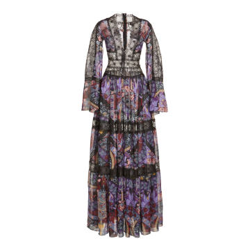 Wyatt Lace-Trimmed Silk-Geogette Dress
