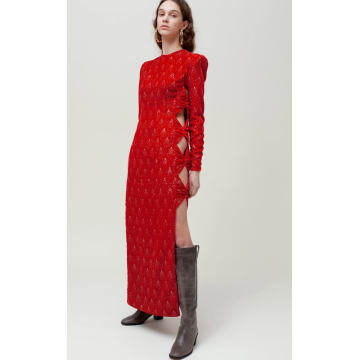 Ciel Rouge Cutout Velvet Cutout Dress