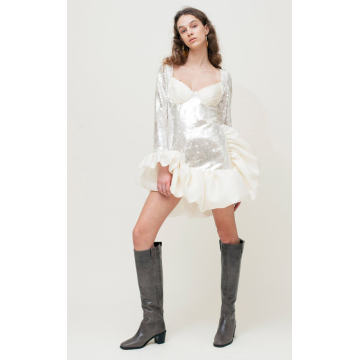 Soleil Sequined & Organza Ruffled Mini Dress
