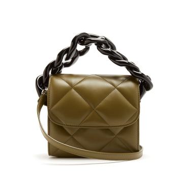 Oversized curb-chain quilted leather shoulder bag