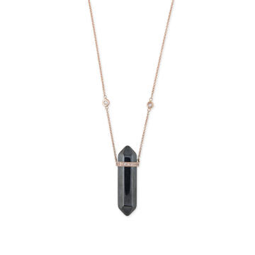 Pave hematite Double Point Crystal Necklace