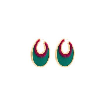 24K gold-plated Oval silk earrings