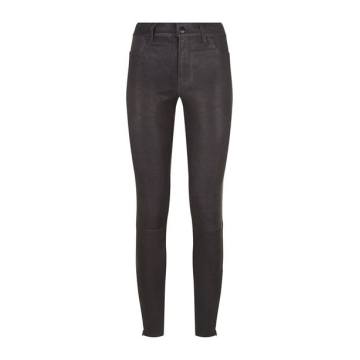 Mid-Rise Skinny Leather Jeans