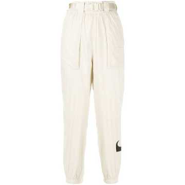 cropped logo print trousers
