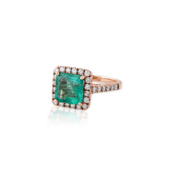One of a Kind Pave Square Emerald Ring