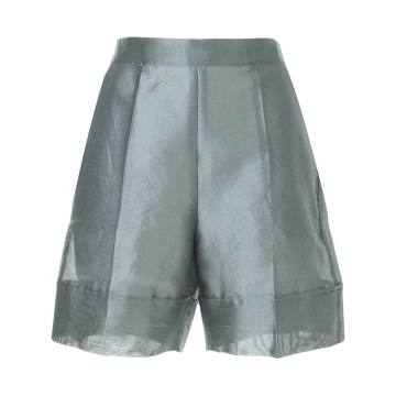 metallic twill shorts