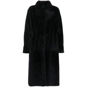 reversible shearling overcoat
