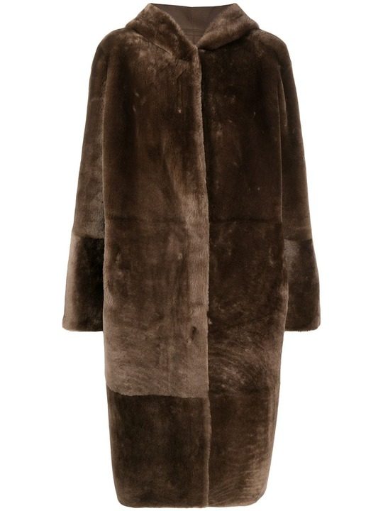 hooded shearling coat展示图