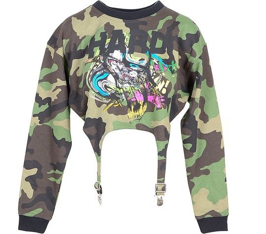 Camouflage Cotton Women's Cropped Sweater展示图