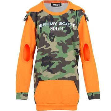 Camouflage and Orange Cotton Women's Sweater