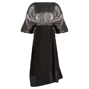 Bi-colour cocoon-sleeved lurex dress