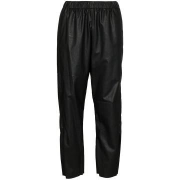 faux leather track pants