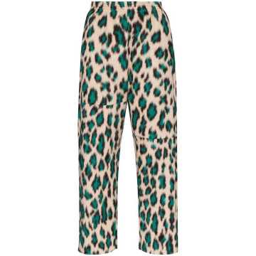 leopard-print high-waist trousers