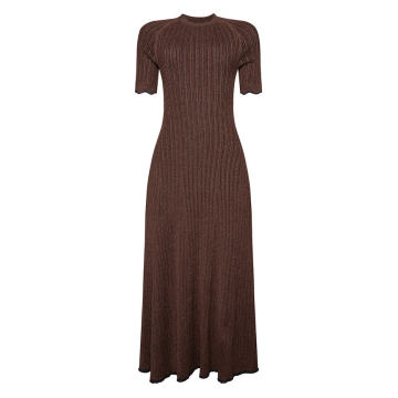Everette Metallic Ribbed-Knit Midi Dress