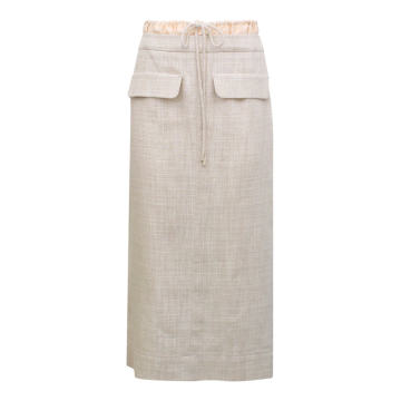 Taylor Drawstring-Detailed Cotton-Linen Blend Midi Skirt