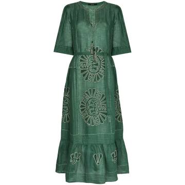 Camelia embroidered linen dress