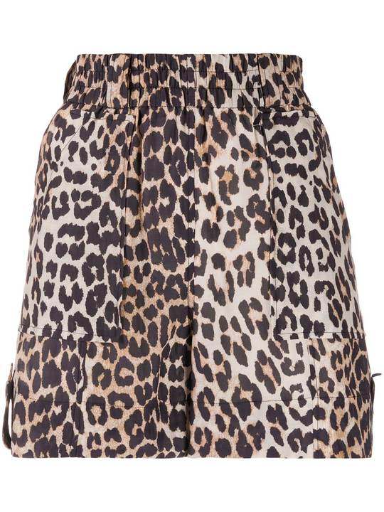 leopard print high-waisted shorts展示图