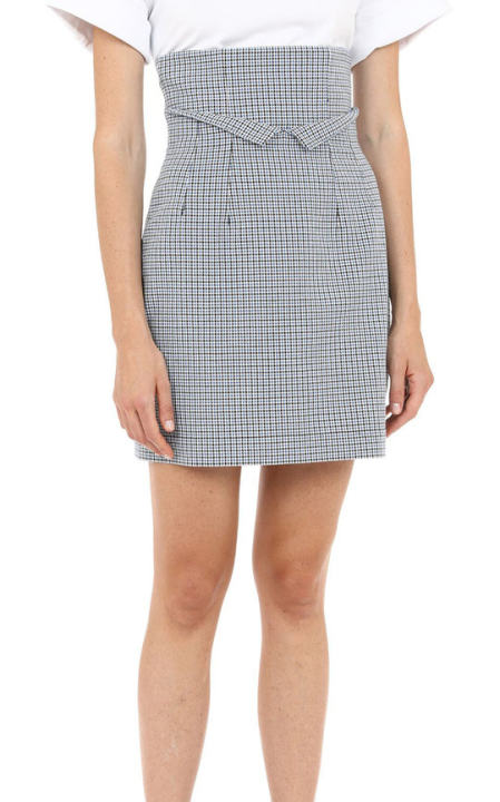 Pied De Poule Houndstooth High Waisted Skirt展示图