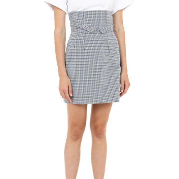 Pied De Poule Houndstooth High Waisted Skirt