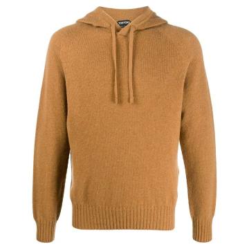 cashmere ribbed-edge knitted hoodie