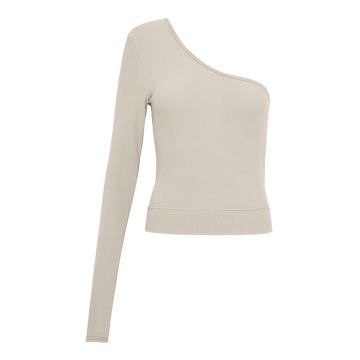 Ribbed-Knit Organic Cotton One-Shoulder Crop Top