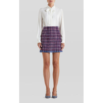 Fringed Tweed Mini Skirt