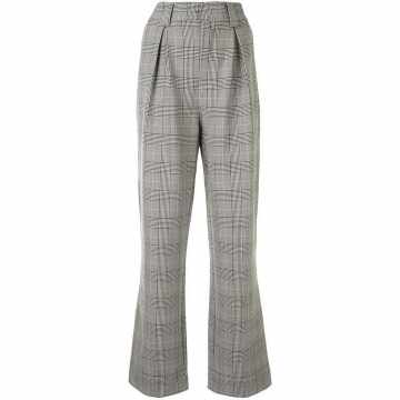checked straight-leg trousers