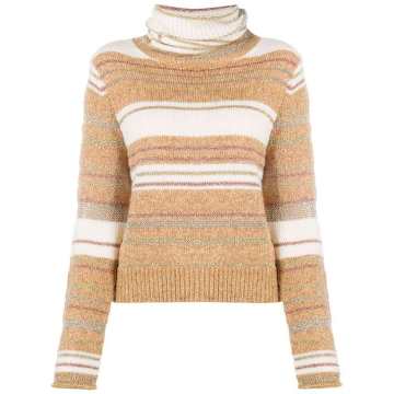 turtle neck striped knit jumper