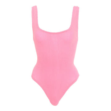 Square-Neck Textured One-Piece Swimsuit