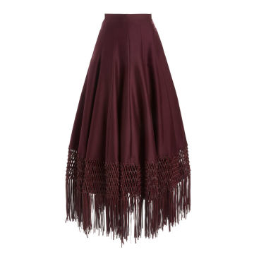 Colombian Macram��-Trimmed Wool-Silk Maxi Skirt