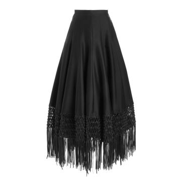 Colombian Macram��-Trimmed Wool-Silk Maxi Skirt