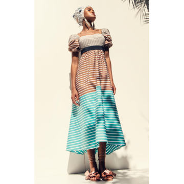 Blaine Mixed-Striped Cotton Midi Dress