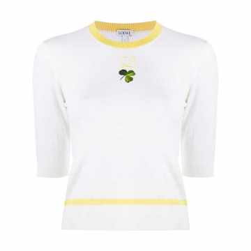 Shamrock embroidered knitted top