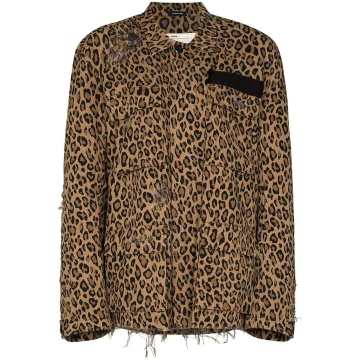 shredded leopard print jacket