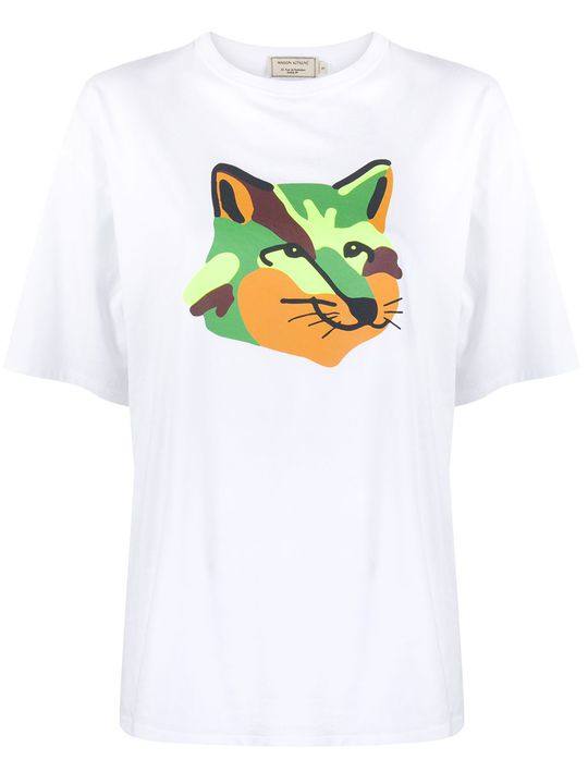 fox head print crew neck T-shirt展示图